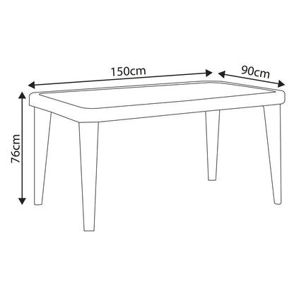 Dellonda DG206 Outdoor Dining Table Weather Resistant Glass Table 90x150cm Dellonda