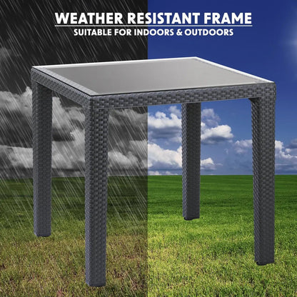 Dellonda DG207 Dining Table Weather Resistant Glass Top 80x80cm Anthracite Dellonda