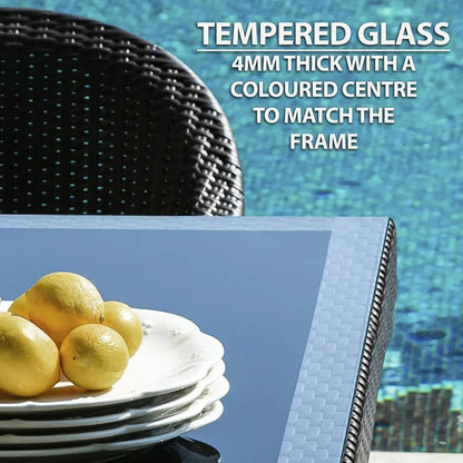 Dellonda DG207 Dining Table Weather Resistant Glass Top 80x80cm Anthracite Dellonda