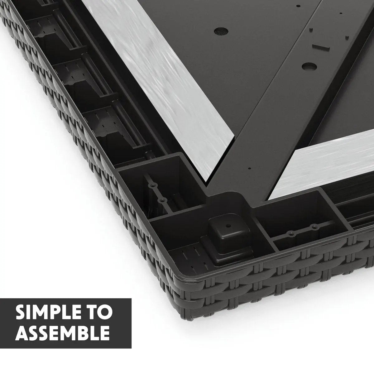 Dellonda DG207 Dining Table Weather Resistant Glass Top 80x80cm Anthracite Dellonda