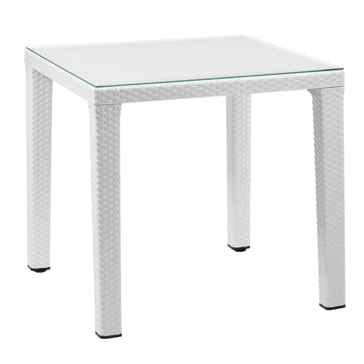 Dellonda DG208 Dining Table Weather Resistant Glass Top 80x80cm White Dellonda