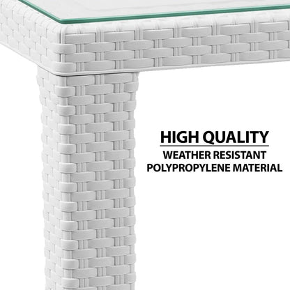 Dellonda DG208 Dining Table Weather Resistant Glass Top 80x80cm White Dellonda
