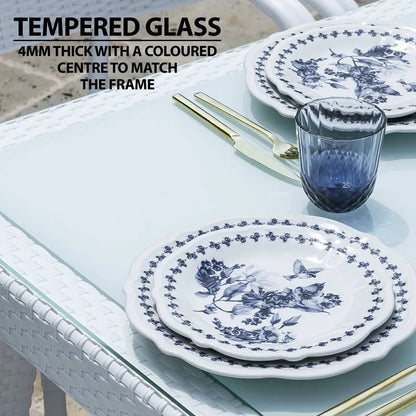Dellonda DG208 Dining Table Weather Resistant Glass Top 80x80cm White Dellonda