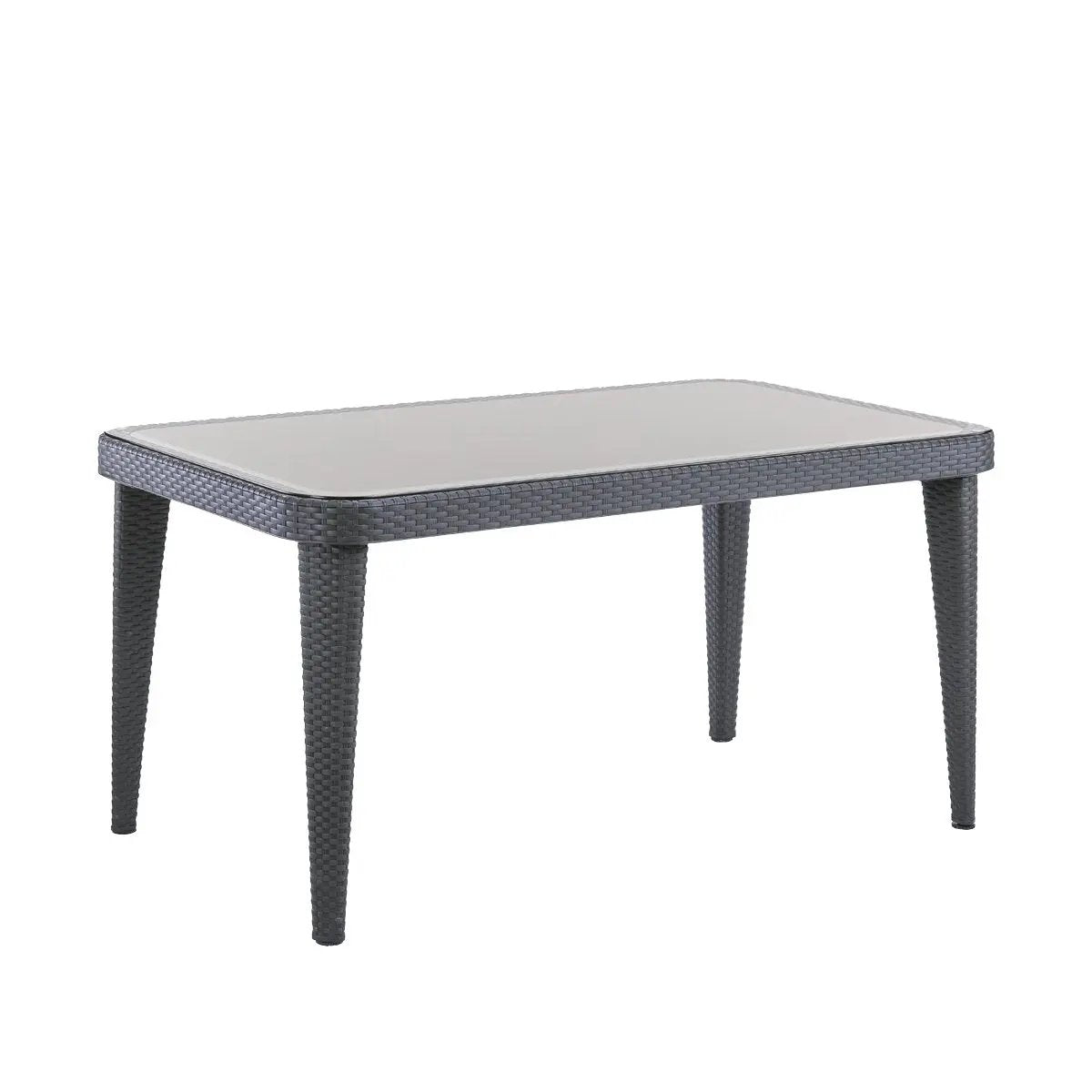 Dellonda DG209 Outdoor Dining Table Weather Resistant Body Glass Table 90x150cm Dellonda