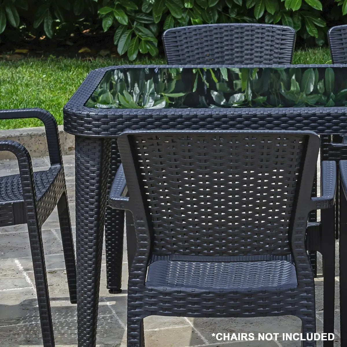 Dellonda DG209 Outdoor Dining Table Weather Resistant Body Glass Table 90x150cm Dellonda