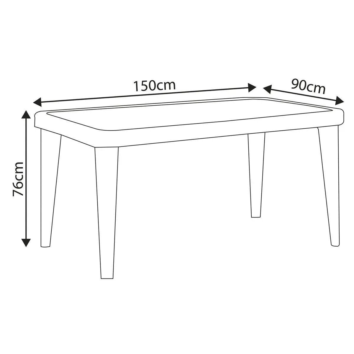 Dellonda DG209 Outdoor Dining Table Weather Resistant Body Glass Table 90x150cm Dellonda