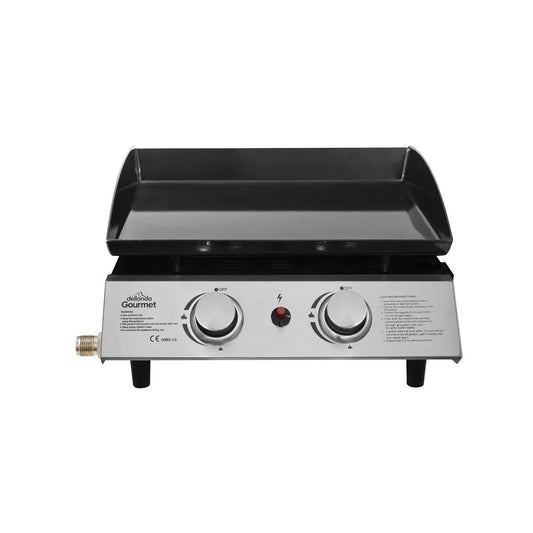 Dellonda DG21 2 Burner Portable Gas Plancha 5kW BBQ Griddle Stainless Steel Dellonda