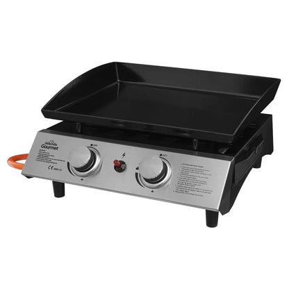 Dellonda DG21 2 Burner Portable Gas Plancha 5kW BBQ Griddle Stainless Steel Dellonda