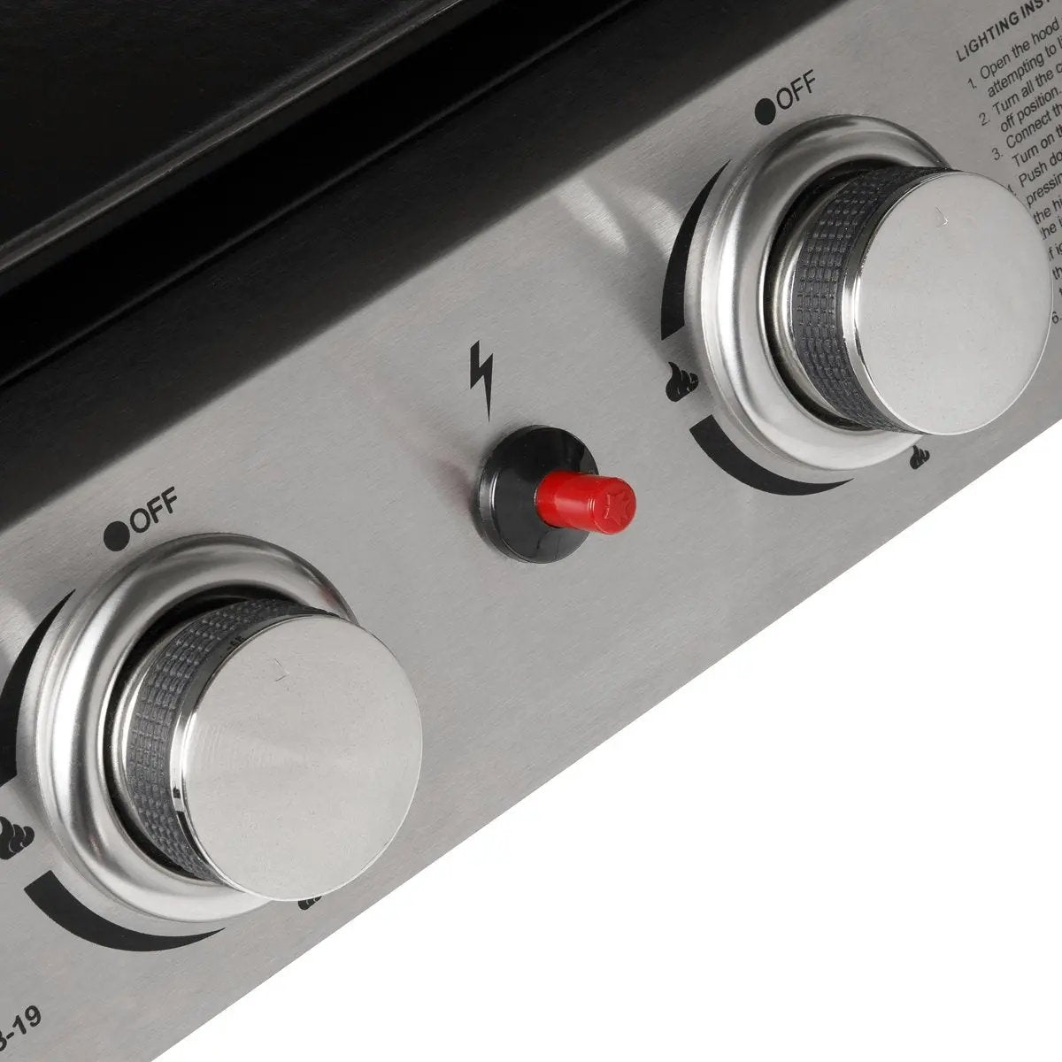 Dellonda DG21 2 Burner Portable Gas Plancha 5kW BBQ Griddle Stainless Steel Dellonda