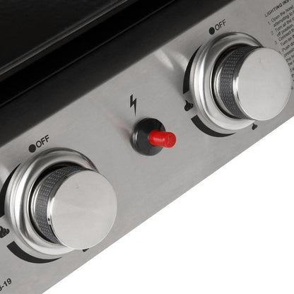 Dellonda DG21 2 Burner Portable Gas Plancha 5kW BBQ Griddle Stainless Steel Dellonda