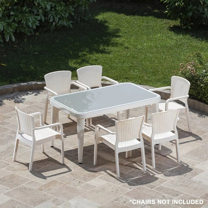 Dellonda DG210 Outdoor Dining Table Weather Resistant Body Glass Table 90x150cm Dellonda