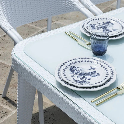 Dellonda DG210 Outdoor Dining Table Weather Resistant Body Glass Table 90x150cm Dellonda