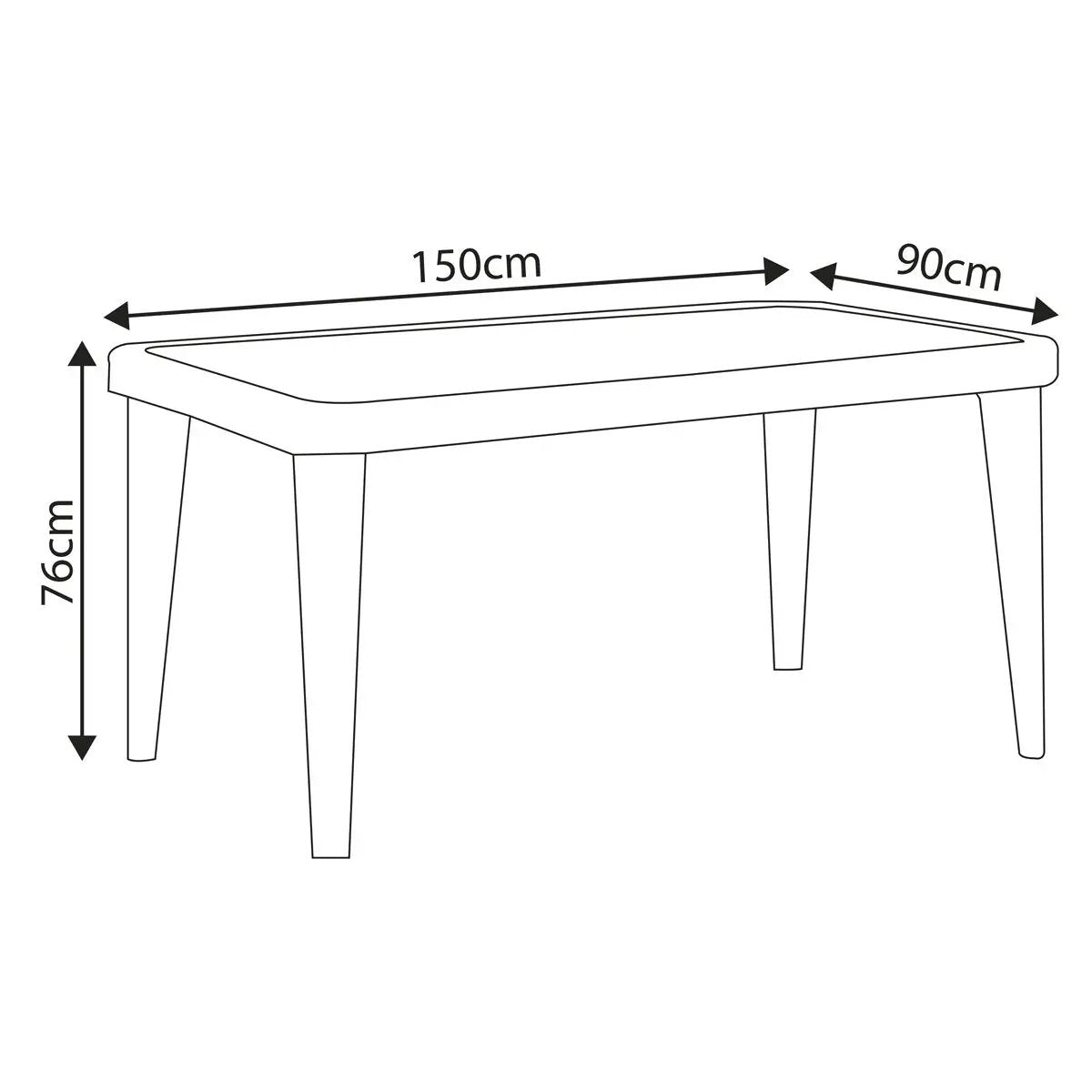 Dellonda DG210 Outdoor Dining Table Weather Resistant Body Glass Table 90x150cm Dellonda