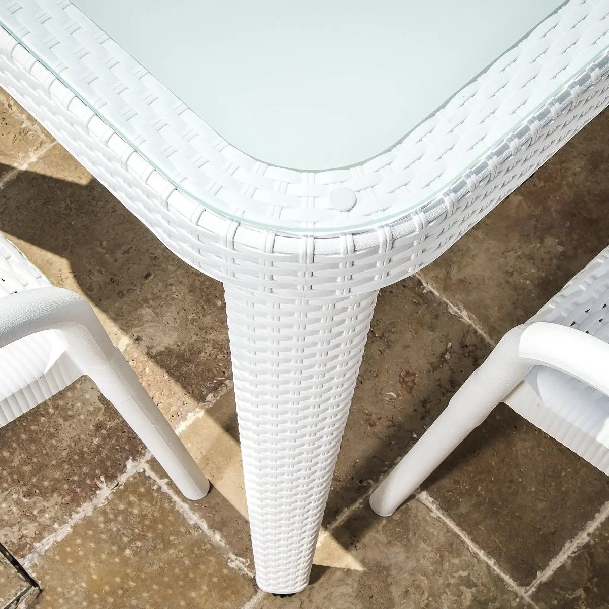 Dellonda DG210 Outdoor Dining Table Weather Resistant Body Glass Table 90x150cm Dellonda