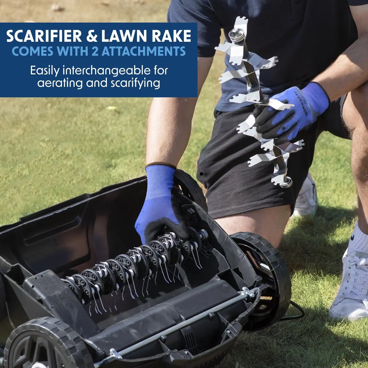 Dellonda DG216 1500W Electric 2-in-1 Scarifier with 5-Heights 36cm Cutting Diameter 230v Dellonda