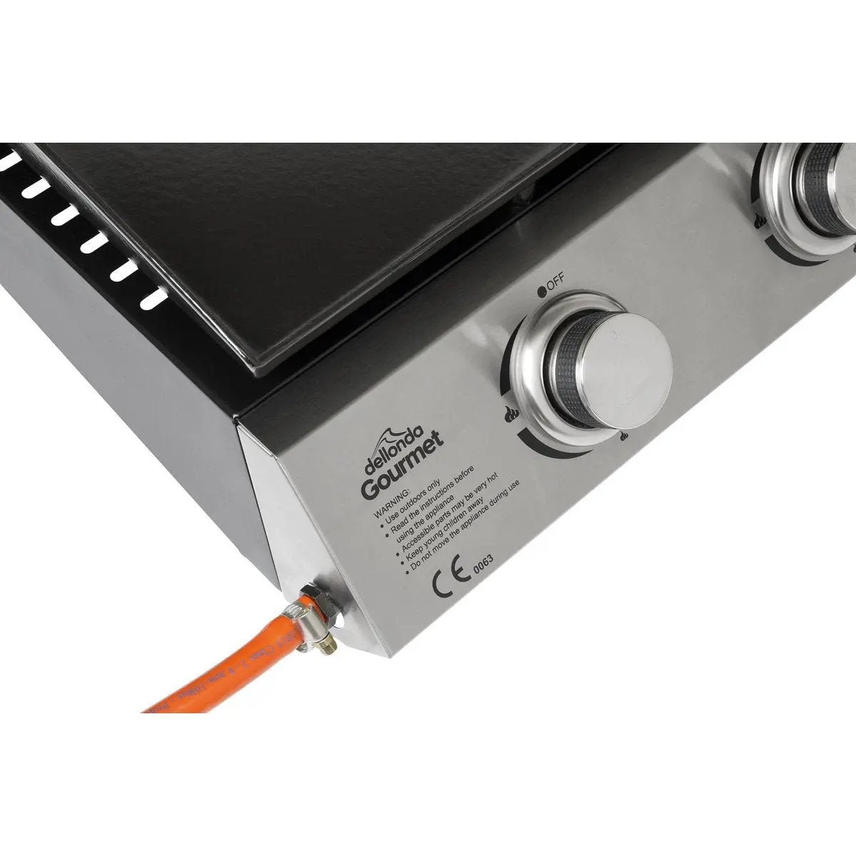 Dellonda DG22 3 Burner Portable Gas Plancha 7.5kW BBQ Griddle Stainless Steel Dellonda