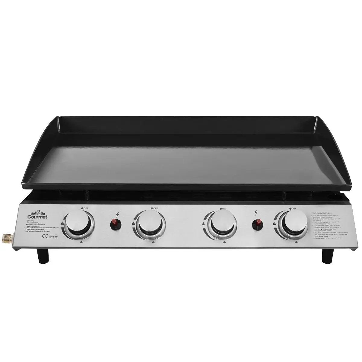 Dellonda DG23 4 Burner Portable Gas Plancha 10kW BBQ Griddle Stainless Steel Dellonda