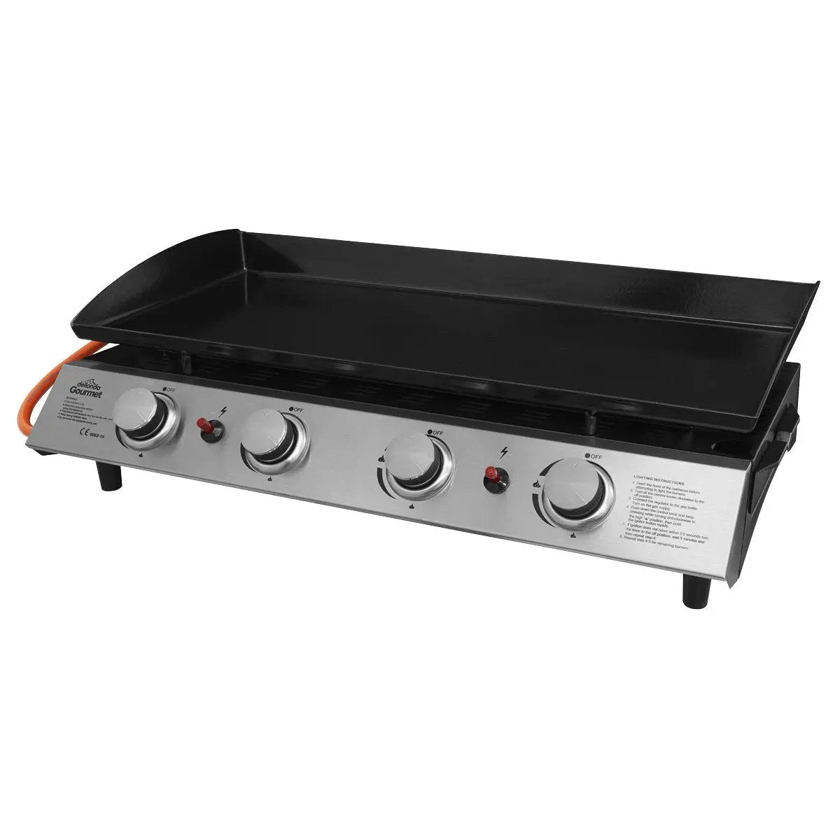 Dellonda DG23 4 Burner Portable Gas Plancha 10kW BBQ Griddle Stainless Steel Dellonda