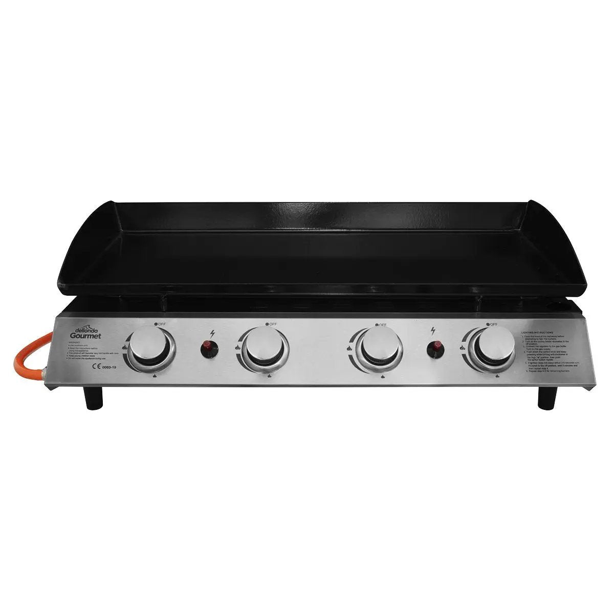 Dellonda DG23 4 Burner Portable Gas Plancha 10kW BBQ Griddle Stainless Steel Dellonda