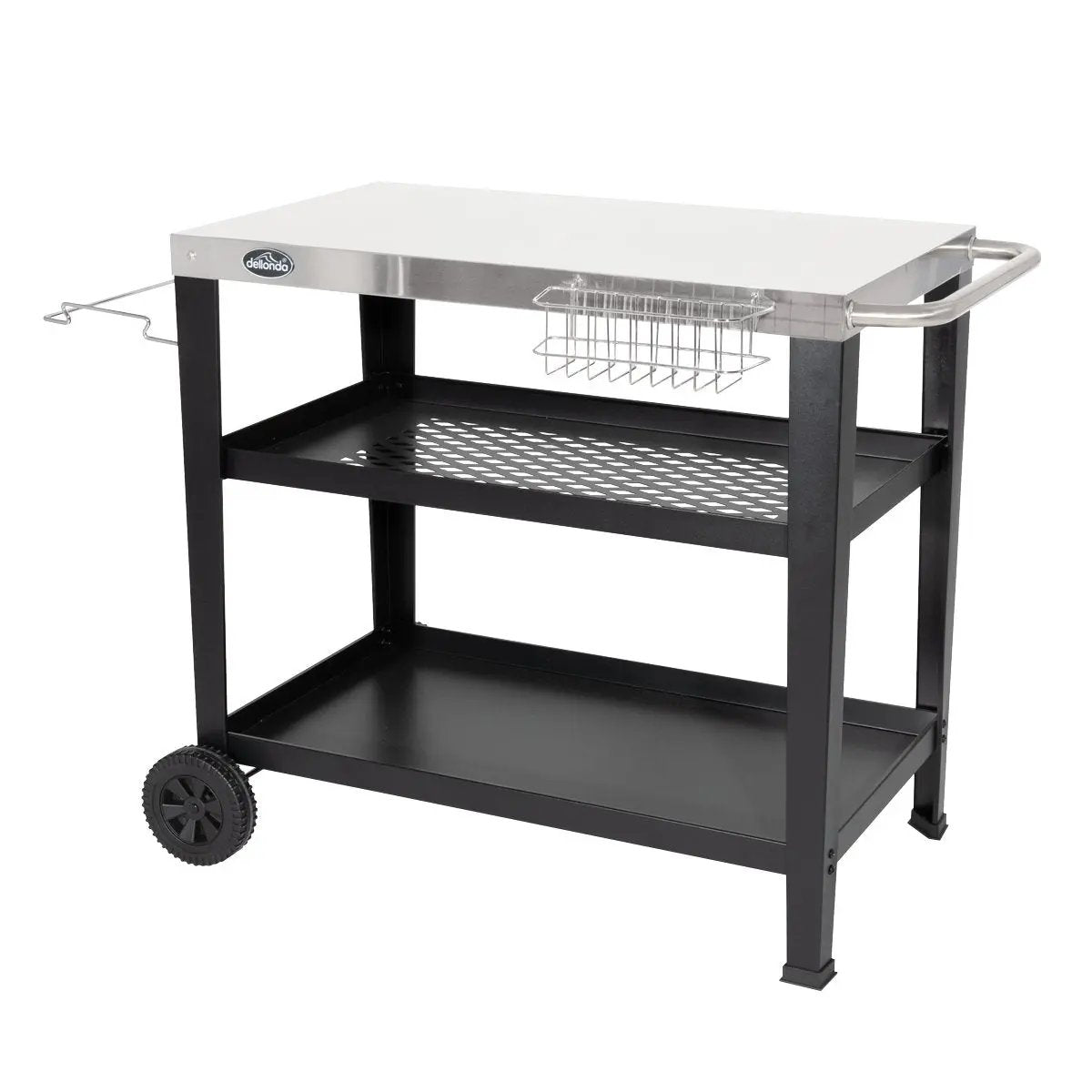 Dellonda DG263 Barbecue/Plancha Trolley for Outdoor Grilling/Cooking with Utensil Holder Stainless Steel Dellonda