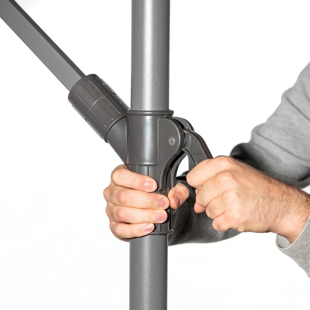 Dellonda DG264 Ø3m Banana Parasol/Umbrella for Garden Patio with Crank Handle 8 Ribs and Cover Grey Canopy Dellonda