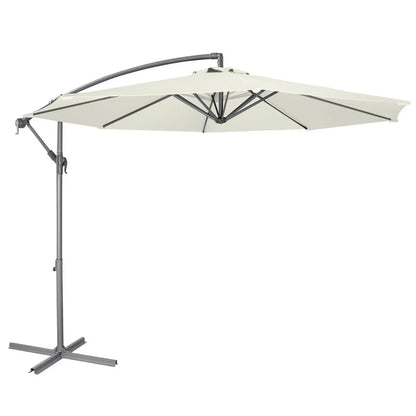 Dellonda DG265 Ø3m Banana Parasol/Umbrella for Garden Patio with Crank Handle 8 Ribs and Cover Cream Canopy Dellonda