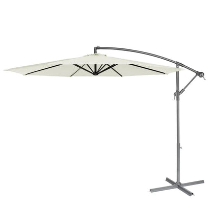 Dellonda DG265 Ø3m Banana Parasol/Umbrella for Garden Patio with Crank Handle 8 Ribs and Cover Cream Canopy Dellonda
