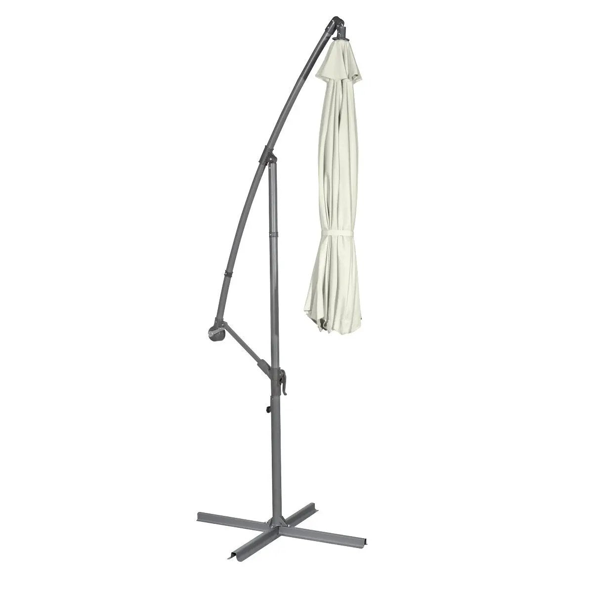 Dellonda DG265 Ø3m Banana Parasol/Umbrella for Garden Patio with Crank Handle 8 Ribs and Cover Cream Canopy Dellonda