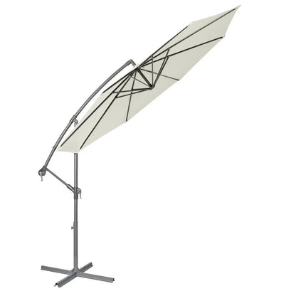 Dellonda DG265 Ø3m Banana Parasol/Umbrella for Garden Patio with Crank Handle 8 Ribs and Cover Cream Canopy Dellonda