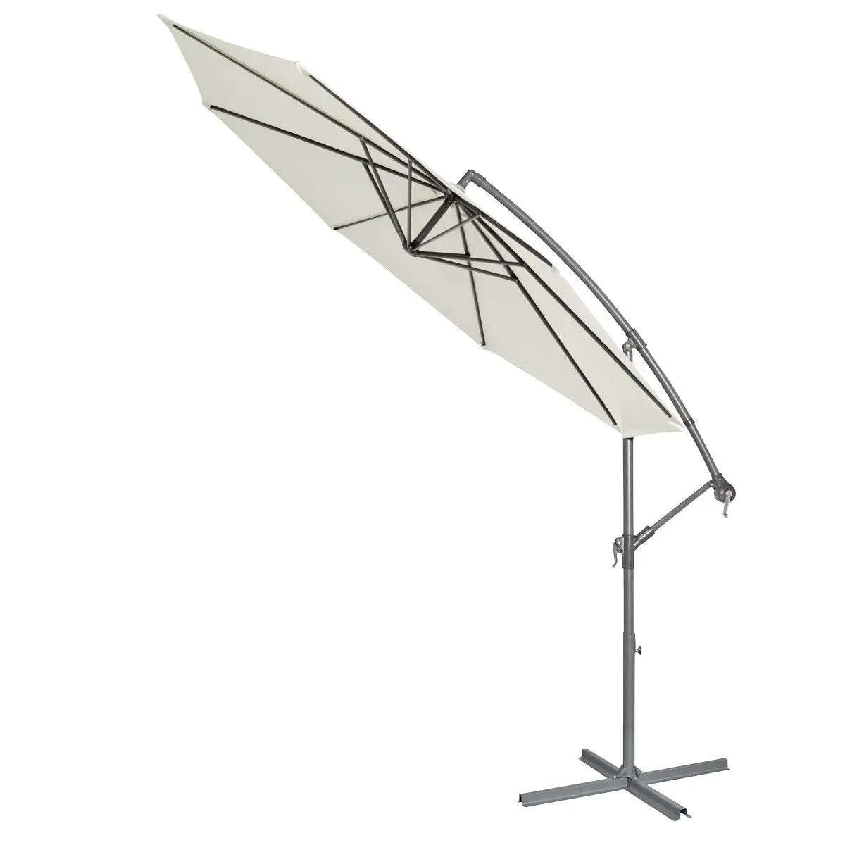 Dellonda DG265 Ø3m Banana Parasol/Umbrella for Garden Patio with Crank Handle 8 Ribs and Cover Cream Canopy Dellonda