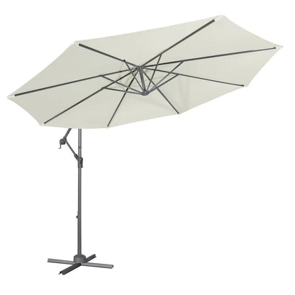 Dellonda DG265 Ø3m Banana Parasol/Umbrella for Garden Patio with Crank Handle 8 Ribs and Cover Cream Canopy Dellonda