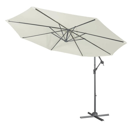 Dellonda DG265 Ø3m Banana Parasol/Umbrella for Garden Patio with Crank Handle 8 Ribs and Cover Cream Canopy Dellonda