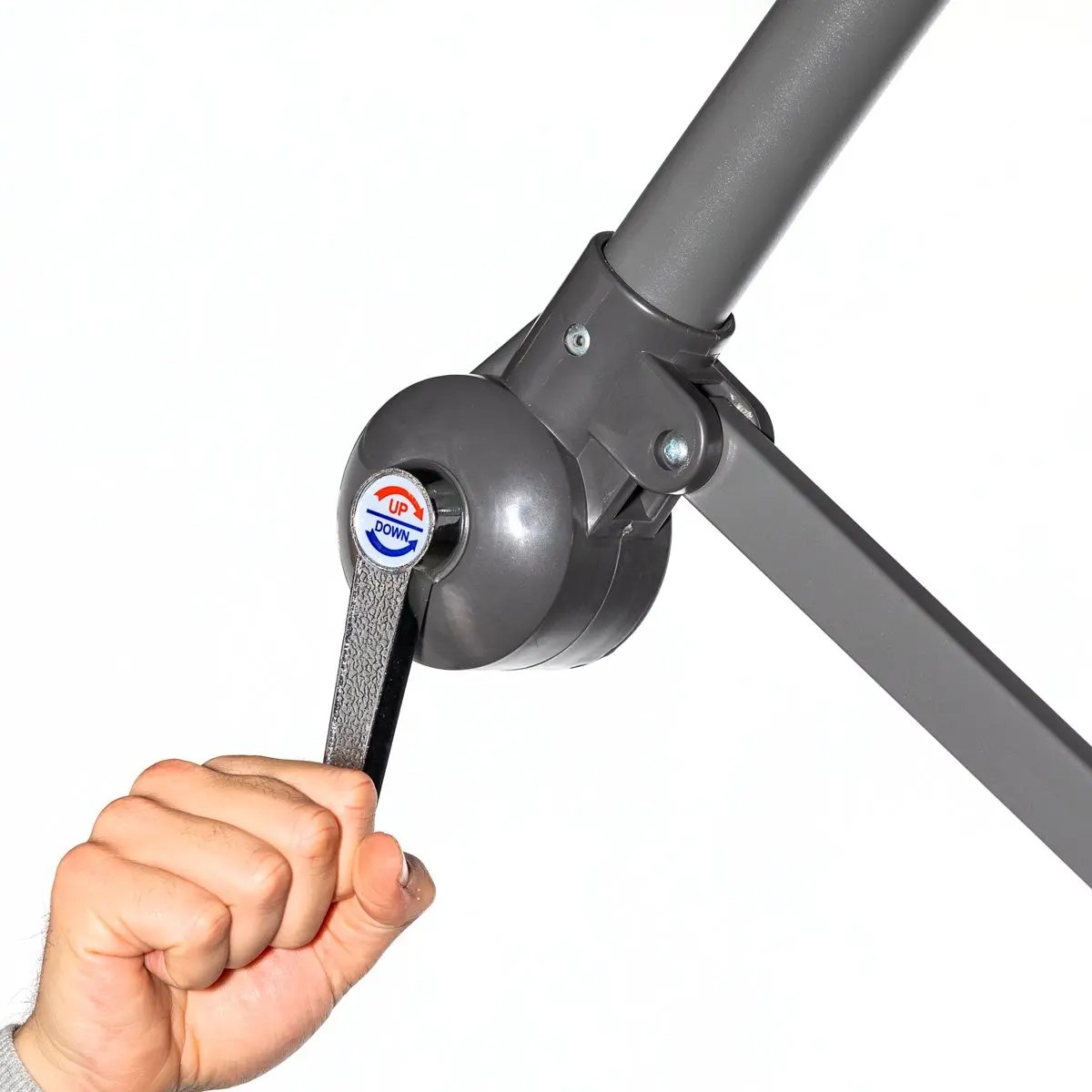 Dellonda DG265 Ø3m Banana Parasol/Umbrella for Garden Patio with Crank Handle 8 Ribs and Cover Cream Canopy Dellonda