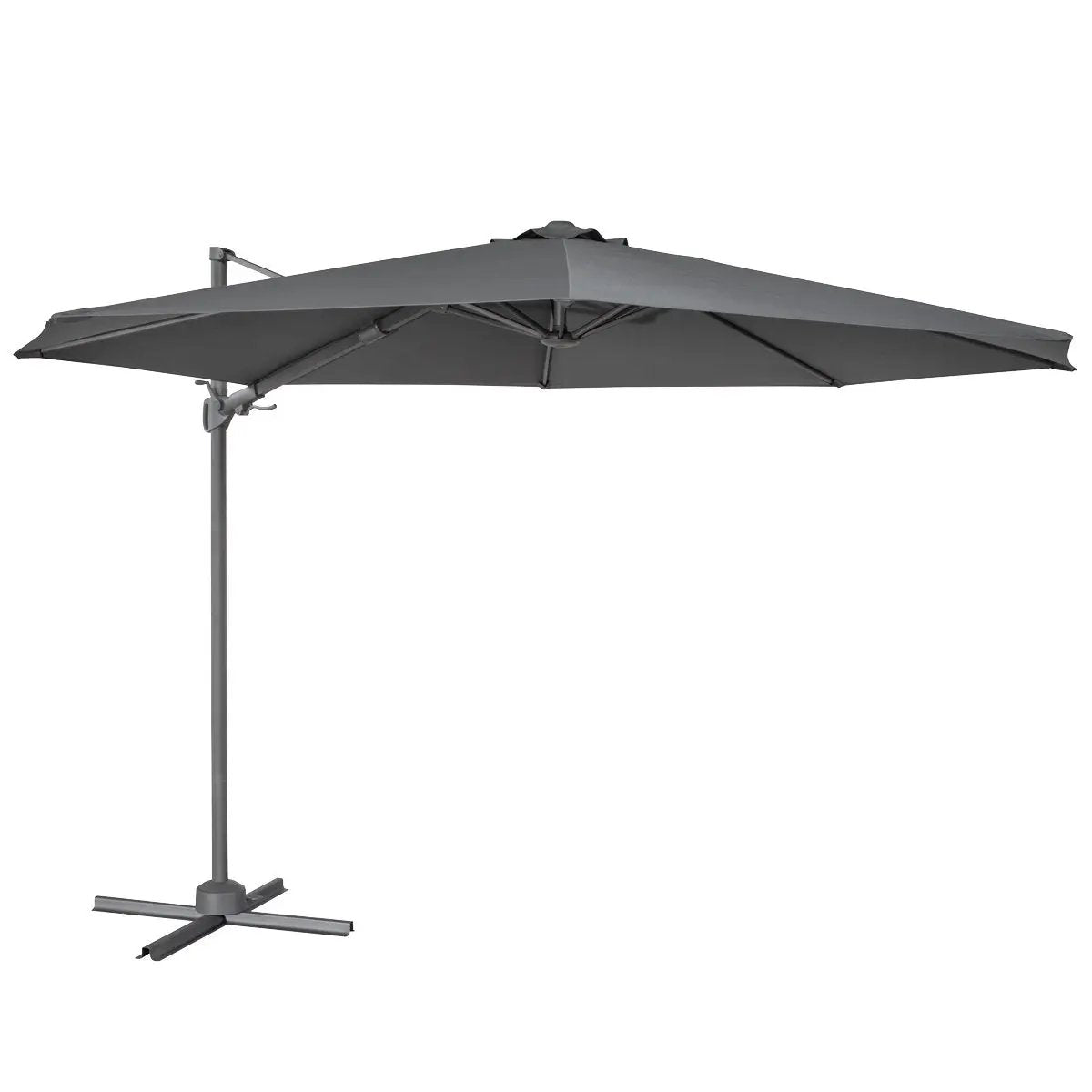 Dellonda DG267 Ø3m Garden/Patio Cantilever Parasol/Umbrella with Crank Handle Tilt 360° Rotation and Cover Grey Dellonda