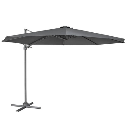 Dellonda DG267 Ø3m Garden/Patio Cantilever Parasol/Umbrella with Crank Handle Tilt 360° Rotation and Cover Grey Dellonda