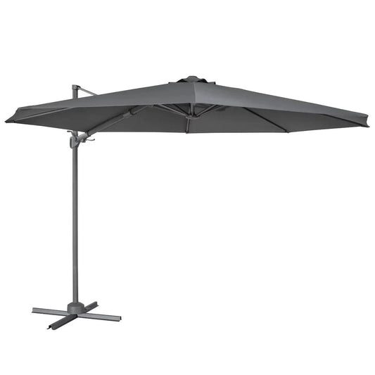 Dellonda DG267 Ø3m Garden/Patio Cantilever Parasol/Umbrella with Crank Handle Tilt 360° Rotation and Cover Grey Dellonda