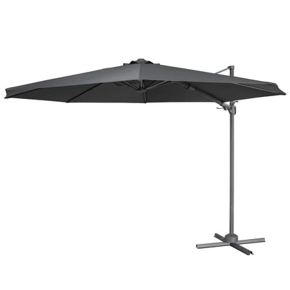 Dellonda DG267 Ø3m Garden/Patio Cantilever Parasol/Umbrella with Crank Handle Tilt 360° Rotation and Cover Grey Dellonda