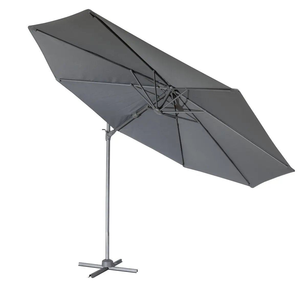 Dellonda DG267 Ø3m Garden/Patio Cantilever Parasol/Umbrella with Crank Handle Tilt 360° Rotation and Cover Grey Dellonda