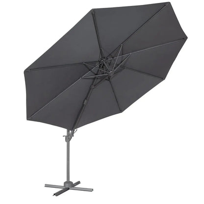 Dellonda DG267 Ø3m Garden/Patio Cantilever Parasol/Umbrella with Crank Handle Tilt 360° Rotation and Cover Grey Dellonda