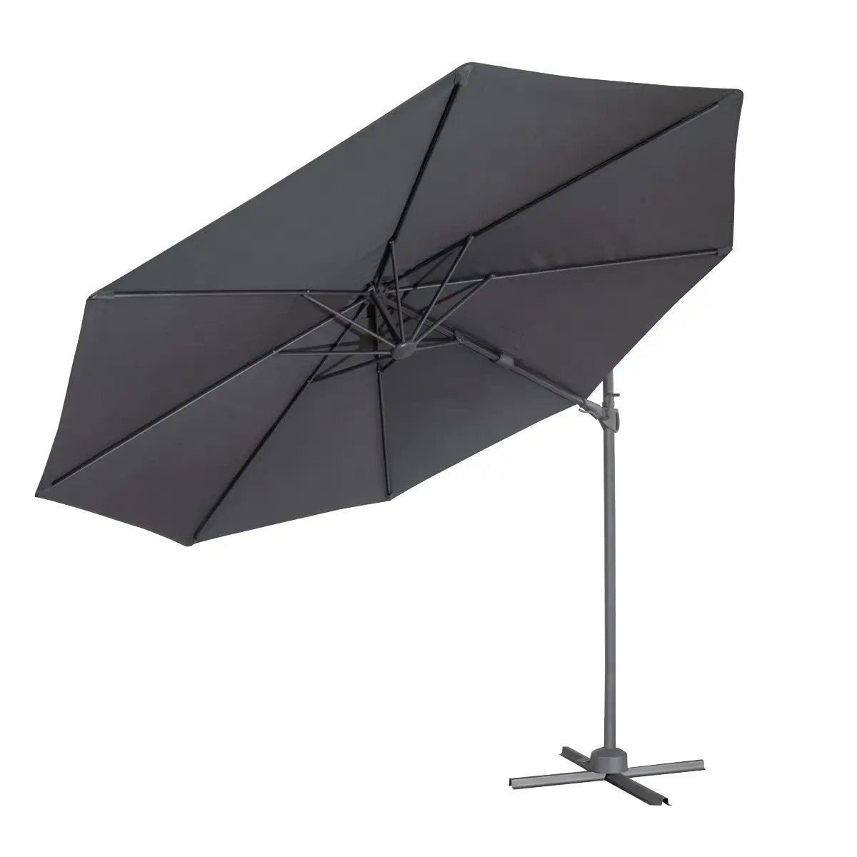 Dellonda DG267 Ø3m Garden/Patio Cantilever Parasol/Umbrella with Crank Handle Tilt 360° Rotation and Cover Grey Dellonda