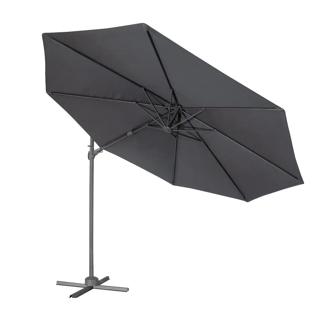 Dellonda DG267 Ø3m Garden/Patio Cantilever Parasol/Umbrella with Crank Handle Tilt 360° Rotation and Cover Grey Dellonda
