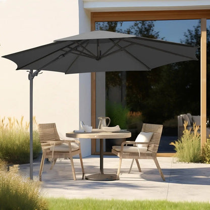 Dellonda DG267 Ø3m Garden/Patio Cantilever Parasol/Umbrella with Crank Handle Tilt 360° Rotation and Cover Grey Dellonda