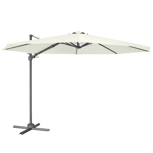 Dellonda DG268 Ø3m Garden/Patio Cantilever Parasol/Umbrella with Crank Handle 360° Rotation Tilt and Cover Cream Dellonda