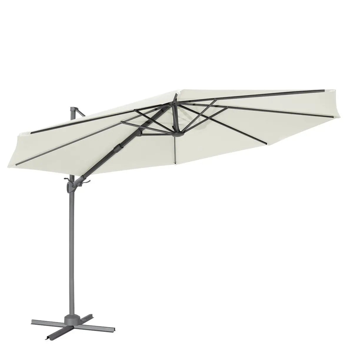 Dellonda DG268 Ø3m Garden/Patio Cantilever Parasol/Umbrella with Crank Handle 360° Rotation Tilt and Cover Cream Dellonda