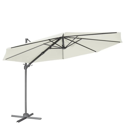 Dellonda DG268 Ø3m Garden/Patio Cantilever Parasol/Umbrella with Crank Handle 360° Rotation Tilt and Cover Cream Dellonda