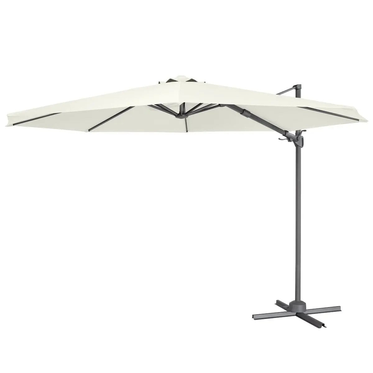 Dellonda DG268 Ø3m Garden/Patio Cantilever Parasol/Umbrella with Crank Handle 360° Rotation Tilt and Cover Cream Dellonda