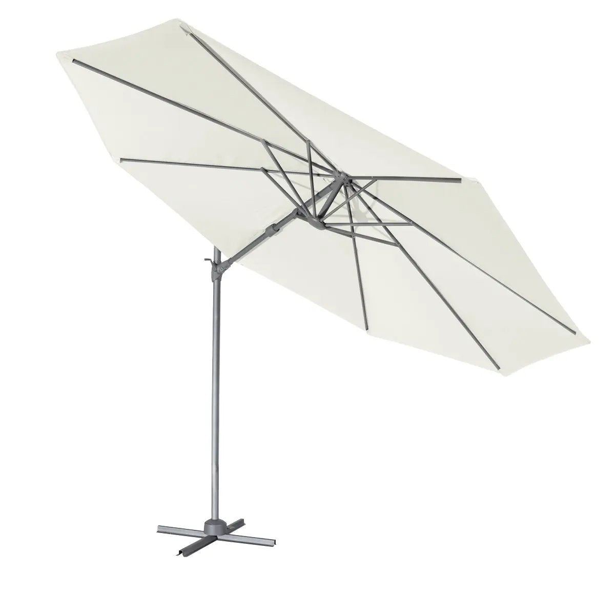 Dellonda DG268 Ø3m Garden/Patio Cantilever Parasol/Umbrella with Crank Handle 360° Rotation Tilt and Cover Cream Dellonda