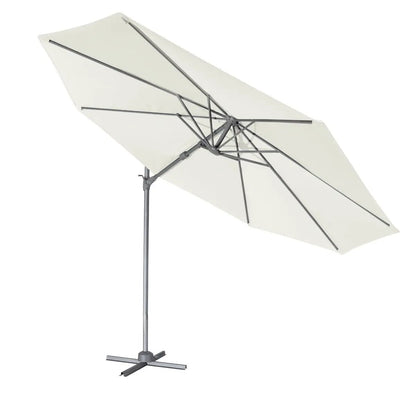 Dellonda DG268 Ø3m Garden/Patio Cantilever Parasol/Umbrella with Crank Handle 360° Rotation Tilt and Cover Cream Dellonda