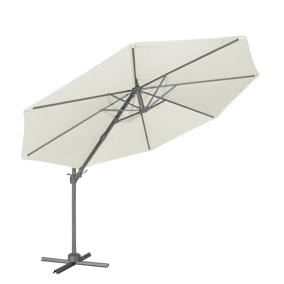 Dellonda DG268 Ø3m Garden/Patio Cantilever Parasol/Umbrella with Crank Handle 360° Rotation Tilt and Cover Cream Dellonda