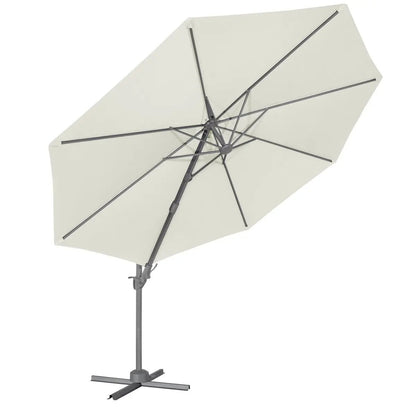 Dellonda DG268 Ø3m Garden/Patio Cantilever Parasol/Umbrella with Crank Handle 360° Rotation Tilt and Cover Cream Dellonda